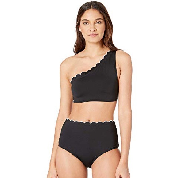 KATE SPADE NY 1-shoulder-Hi-waist Bikini NWT M Blk - Picture 3 of 5